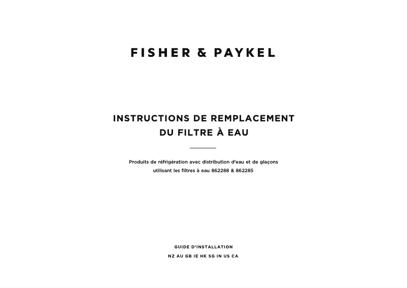 Page n°1 - Manuel utilisateur Fisher & Paykel 862285