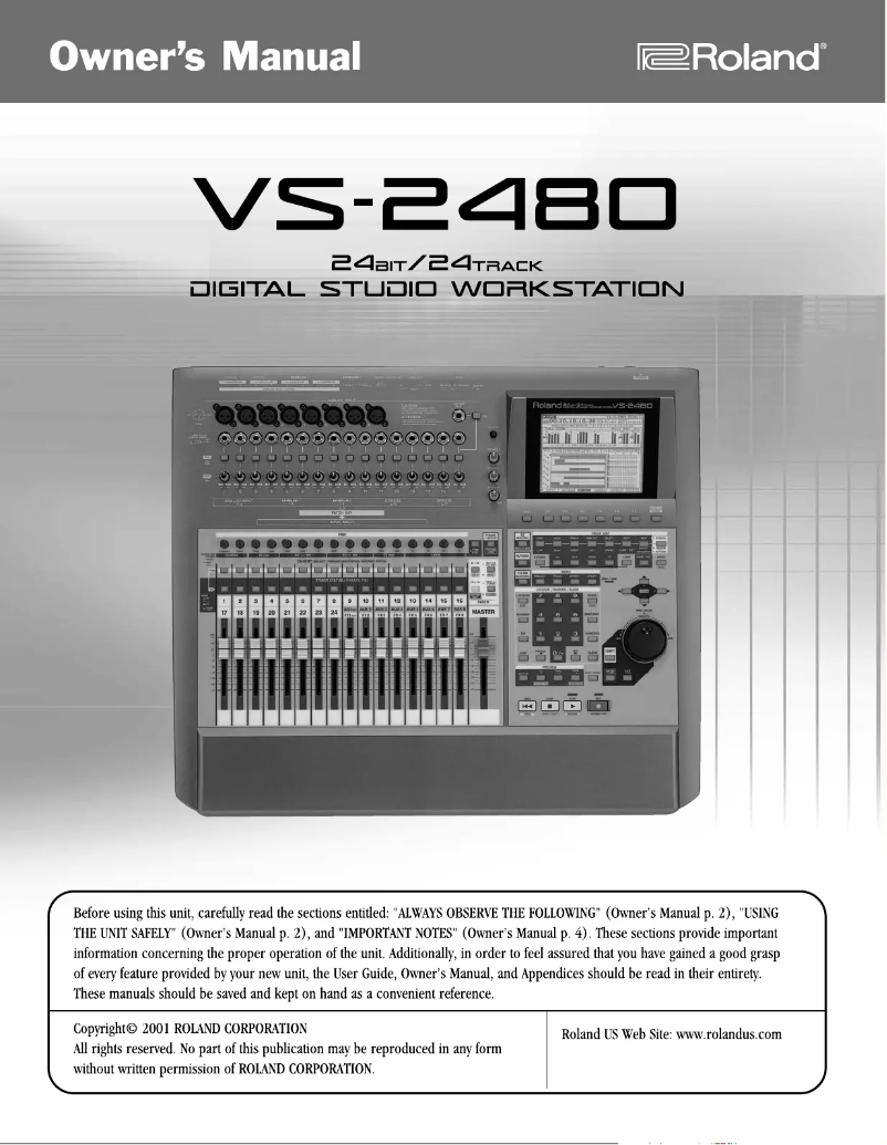 Page 1 de la notice Manuel utilisateur Roland VS-2480DVD