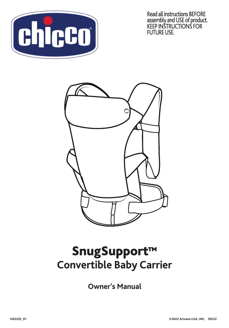 Page 1 de la notice Manuel utilisateur Chicco SnugSupport