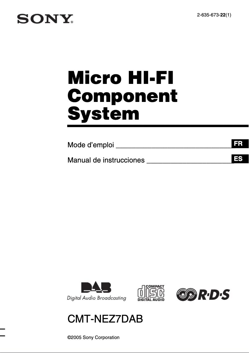 Page n°1 - Manuel utilisateur Sony CMT-NEZ7DAB