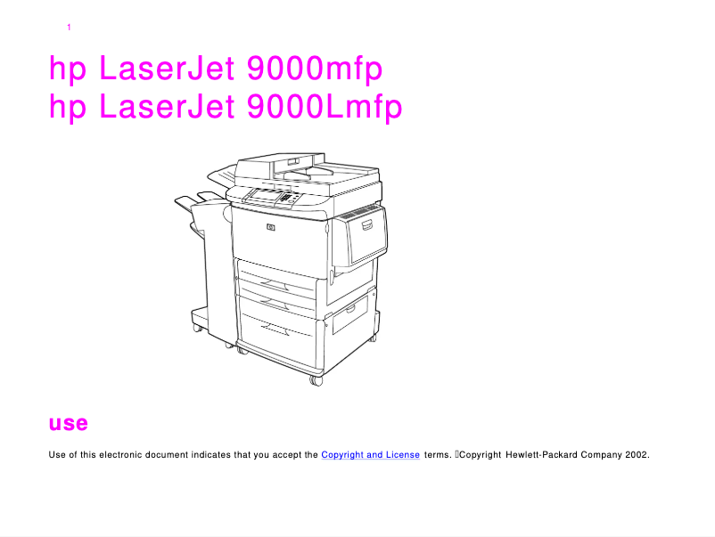 Image de la première page du manuel de l'appareil LaserJet 9000n