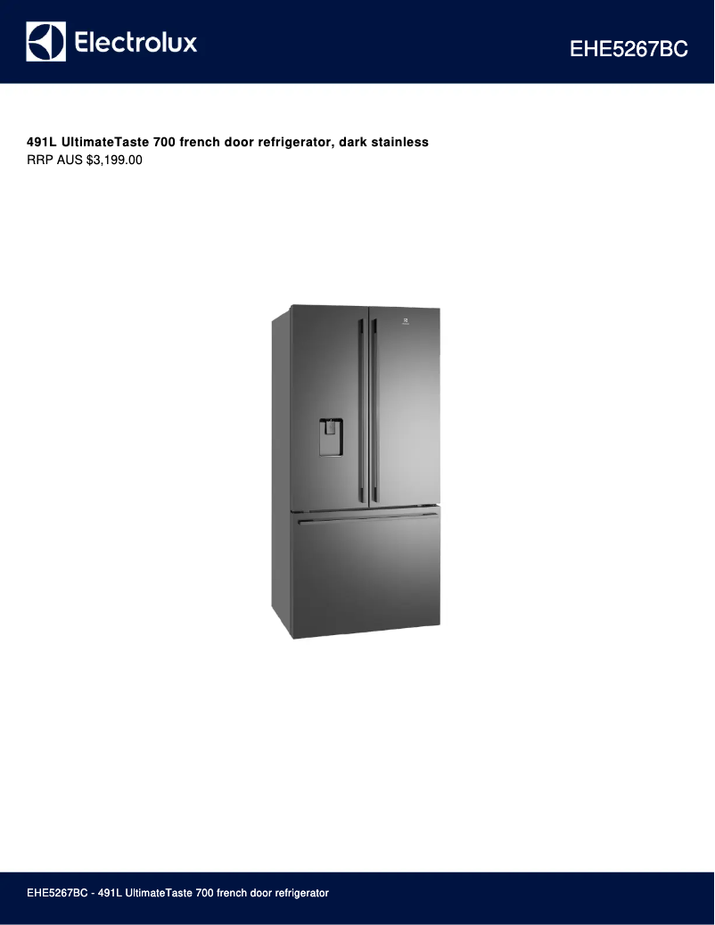 Page 1 de la notice Fiche technique Electrolux EHE5267BC