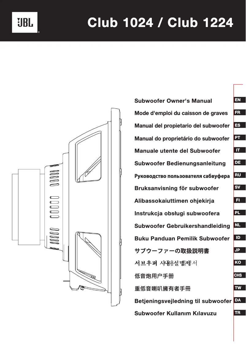 Page n°1 - Manuel utilisateur JBL Club 1224