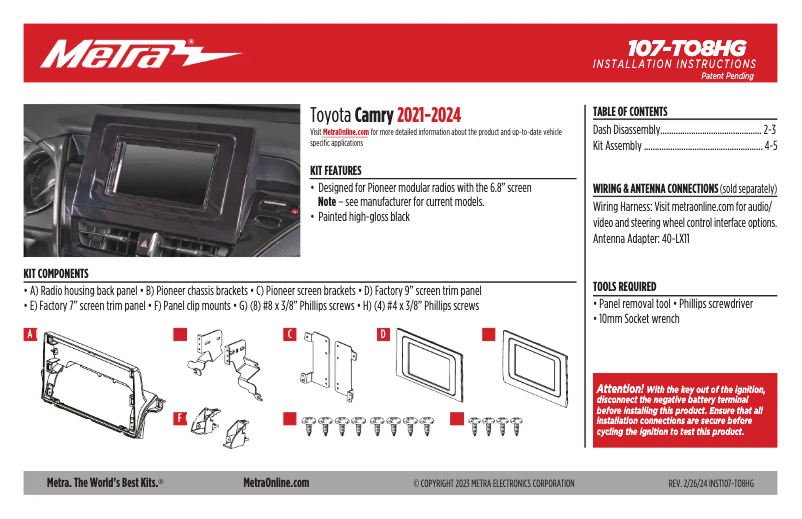 Página 1 del manual Manual de usuario Metra 107-TO8HG