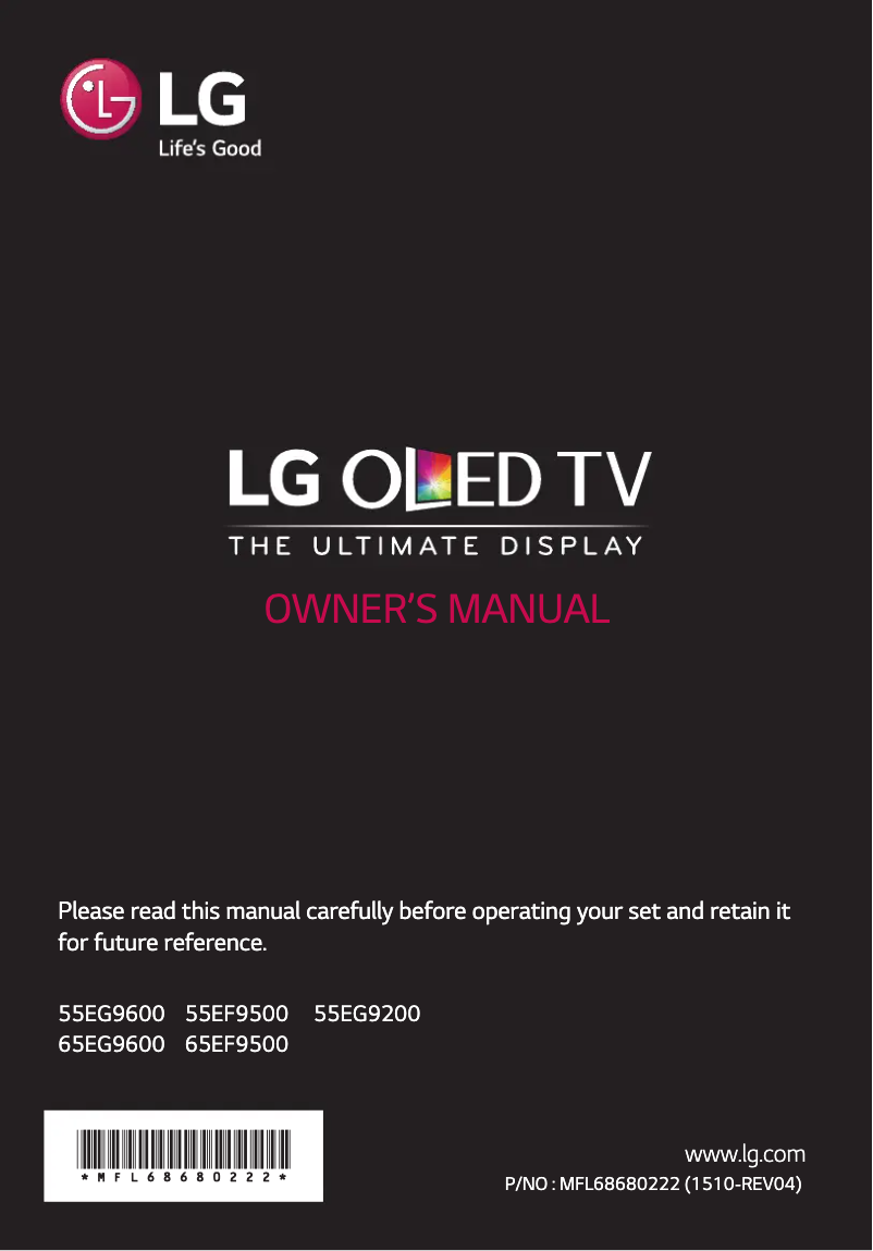 Page 1 de la notice Manuel utilisateur LG 55EF9500