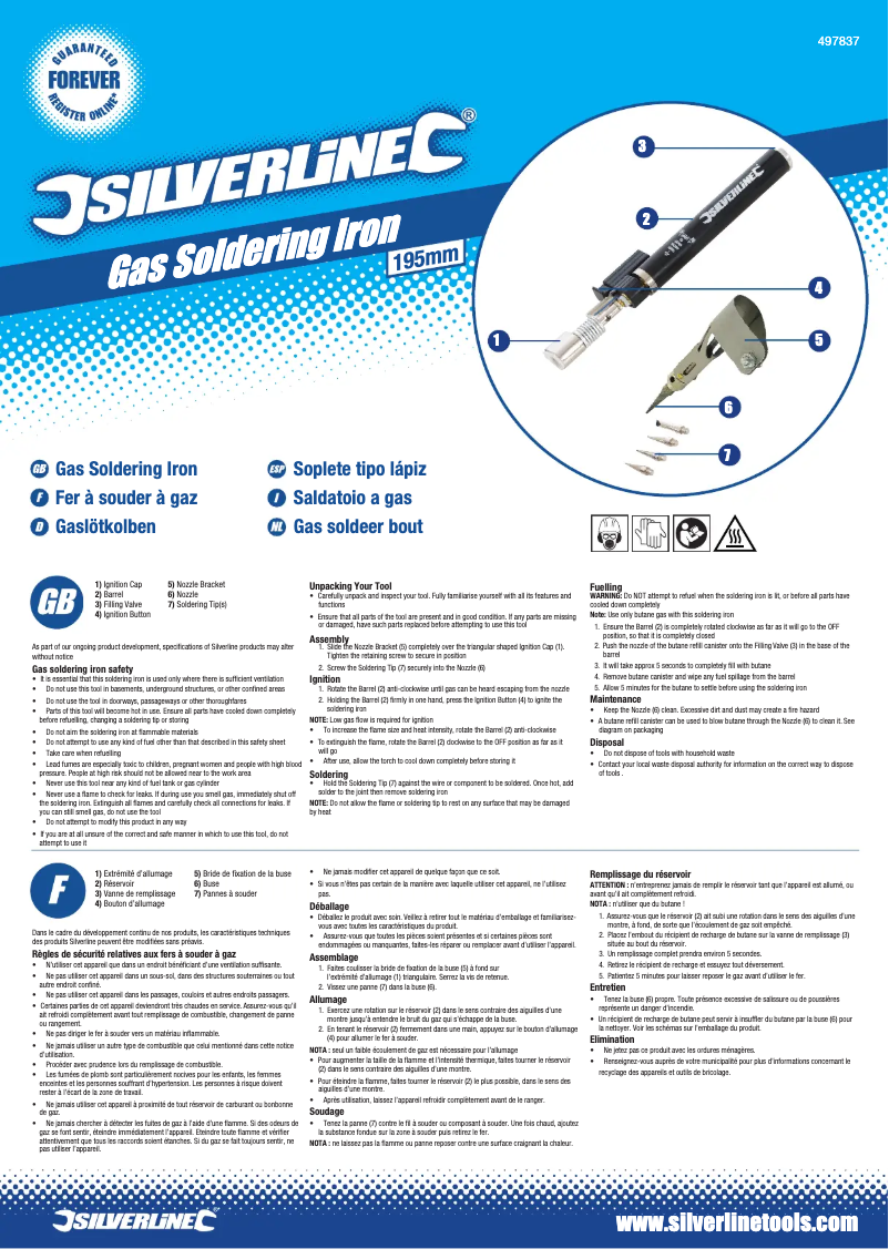 Page 1 de la notice Manuel utilisateur Silverline 497837