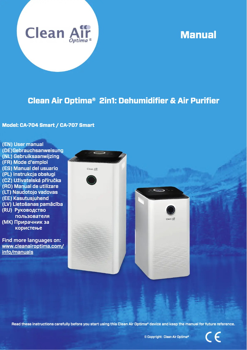 Page n°1 - Manuel utilisateur Clean Air Optima CA-707