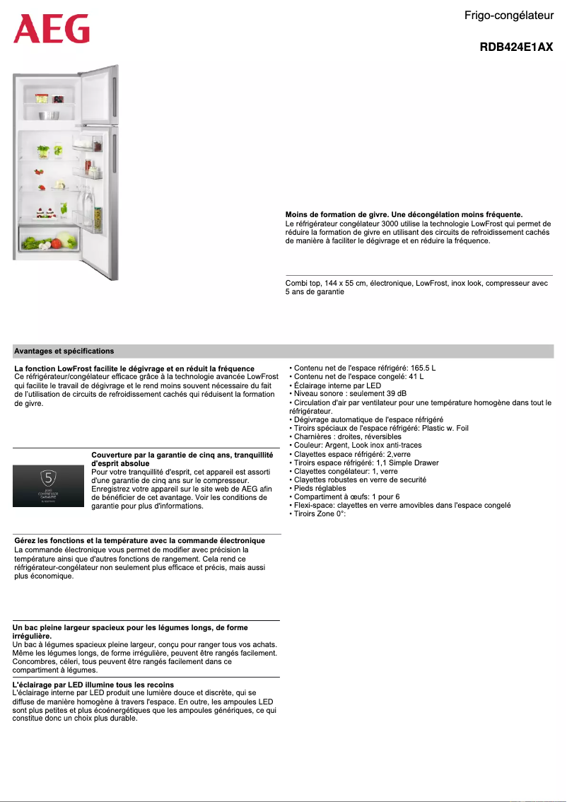 Image de la première page du manuel de l'appareil RDB424E1AX