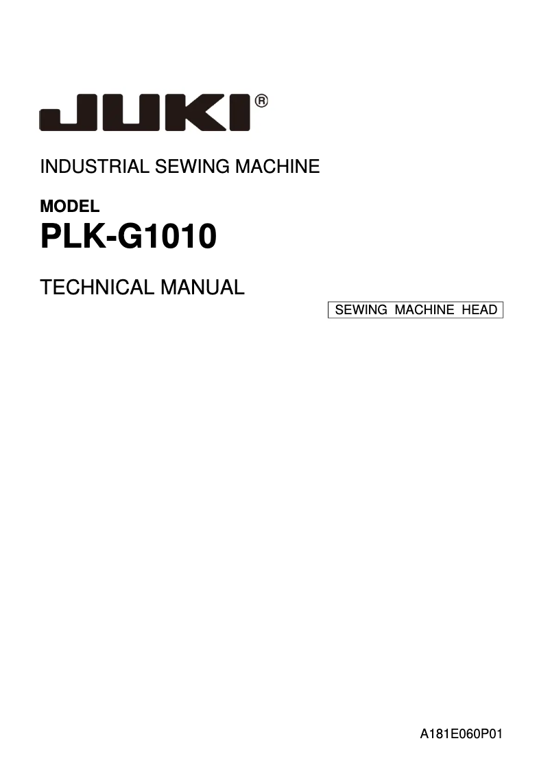 Page 1 de la notice Manuel utilisateur Juki PLK-G1010