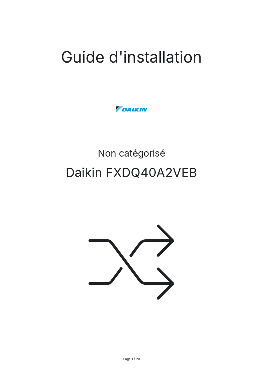 Page n°1 - Guide d'installation Daikin FXDQ40A2VEB