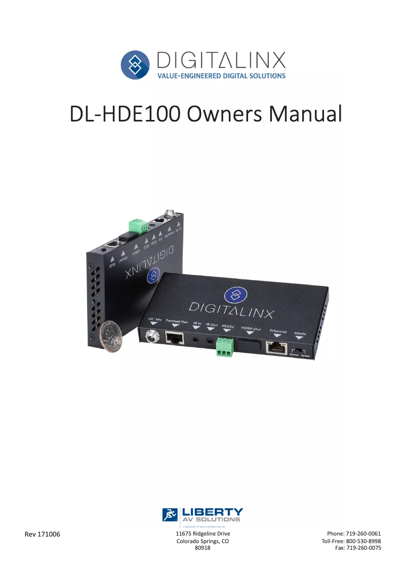 Image de la première page du manuel de l'appareil DL-HDE100