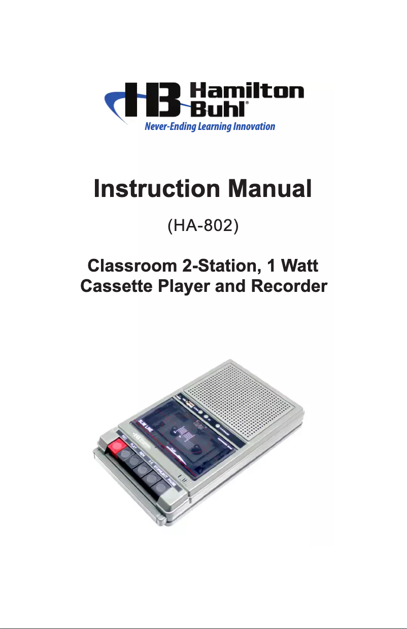 Image de la première page du manuel de l'appareil HA802