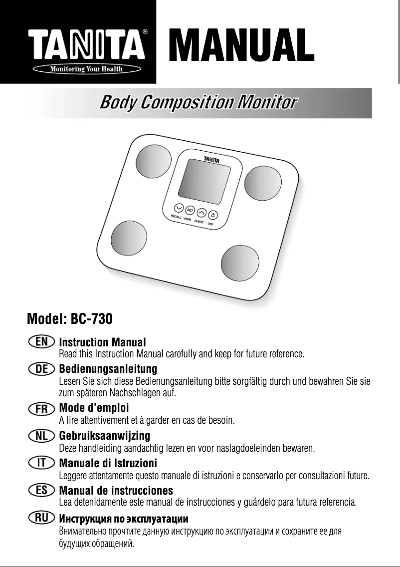 Page n°1 - Manuel utilisateur Tanita BC-718