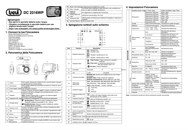 Page 1 de la notice Manuel utilisateur Trevi DC 2316 WP