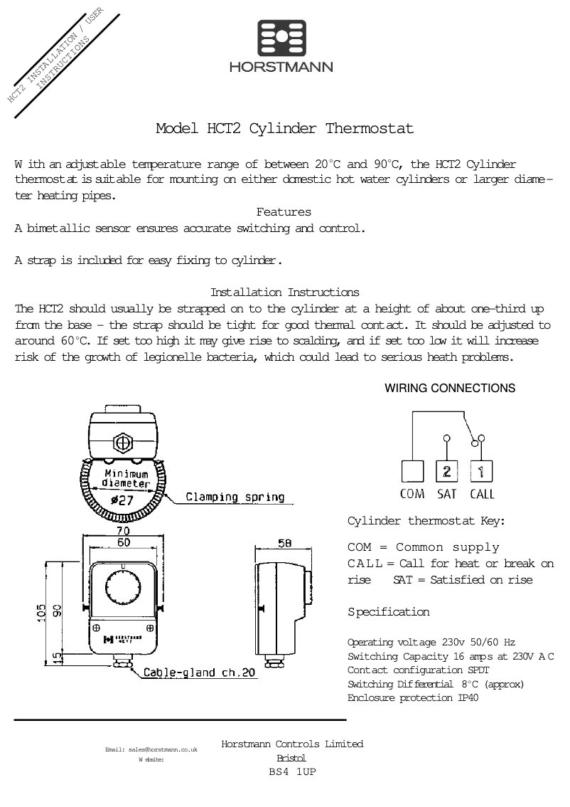 Página 1 del manual Manual de usuario Horstmann HCT2