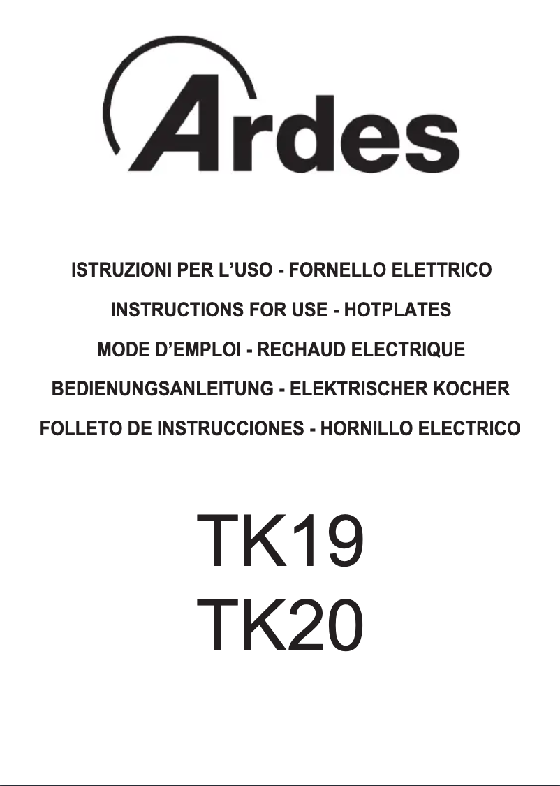 Page 1 de la notice Manuel utilisateur Ardes TK19