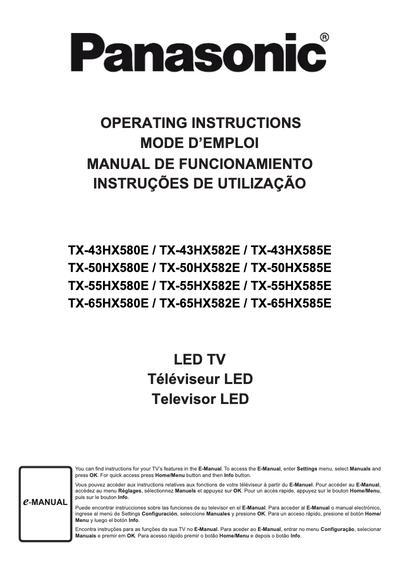 Page 1 de la notice Manuel utilisateur Panasonic Viera TX-43HX585E