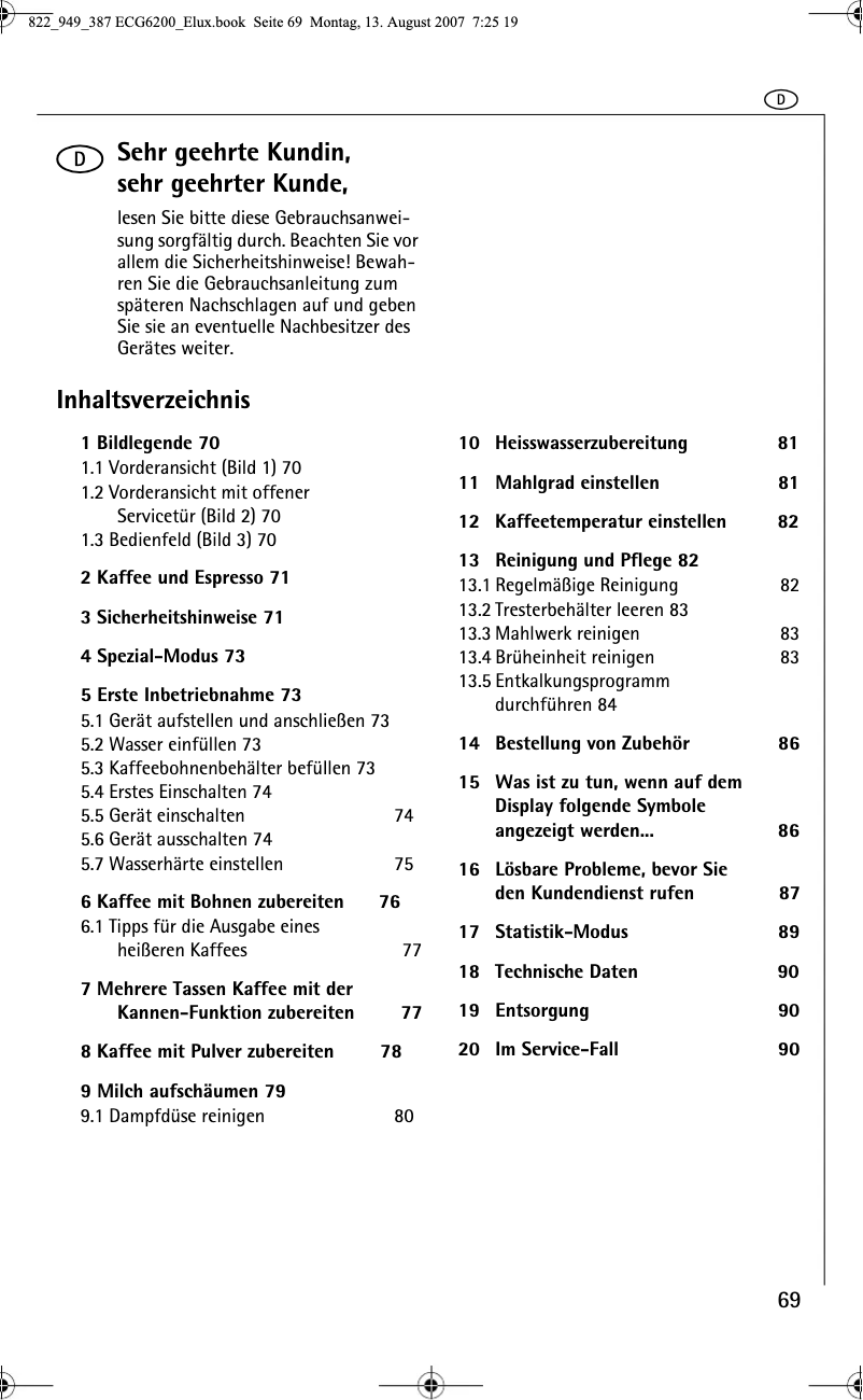 Page n°1 - Manuel utilisateur Electrolux ECG6200