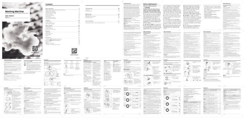 Page 1 de la notice Manuel utilisateur Samsung WW66R20GKSS