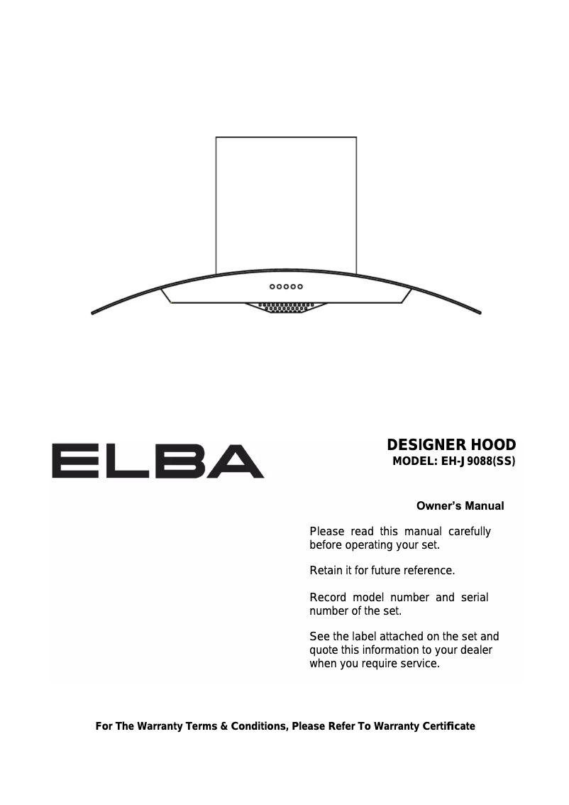 Page n°1 - Manuel utilisateur Elba INFINITO EH-J9088(SS)