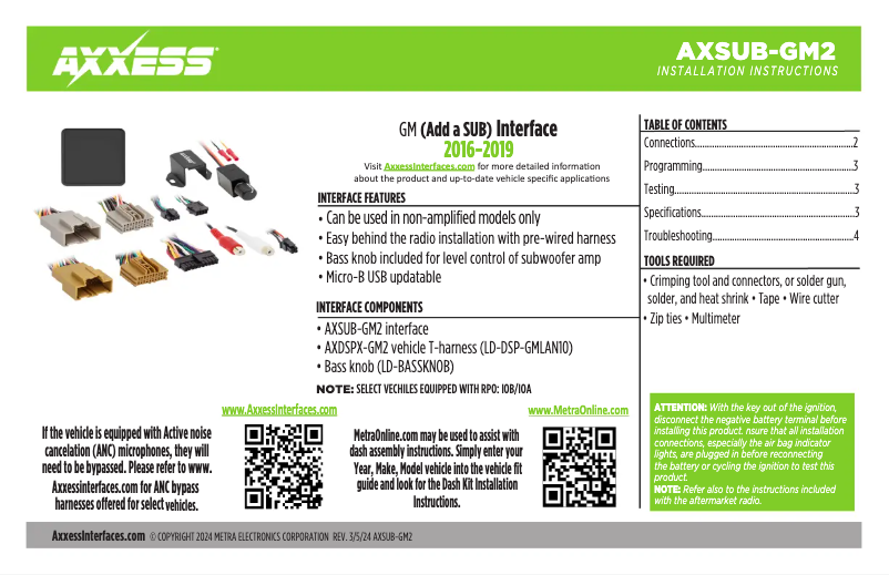 Página 1 del manual Manual de usuario AXESS AXSUB-GM2