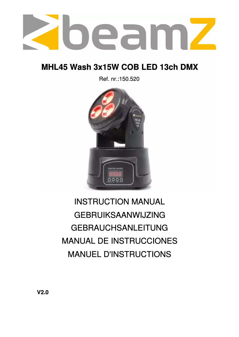 Page n°1 - Manuel utilisateur BeamZ MHL-45