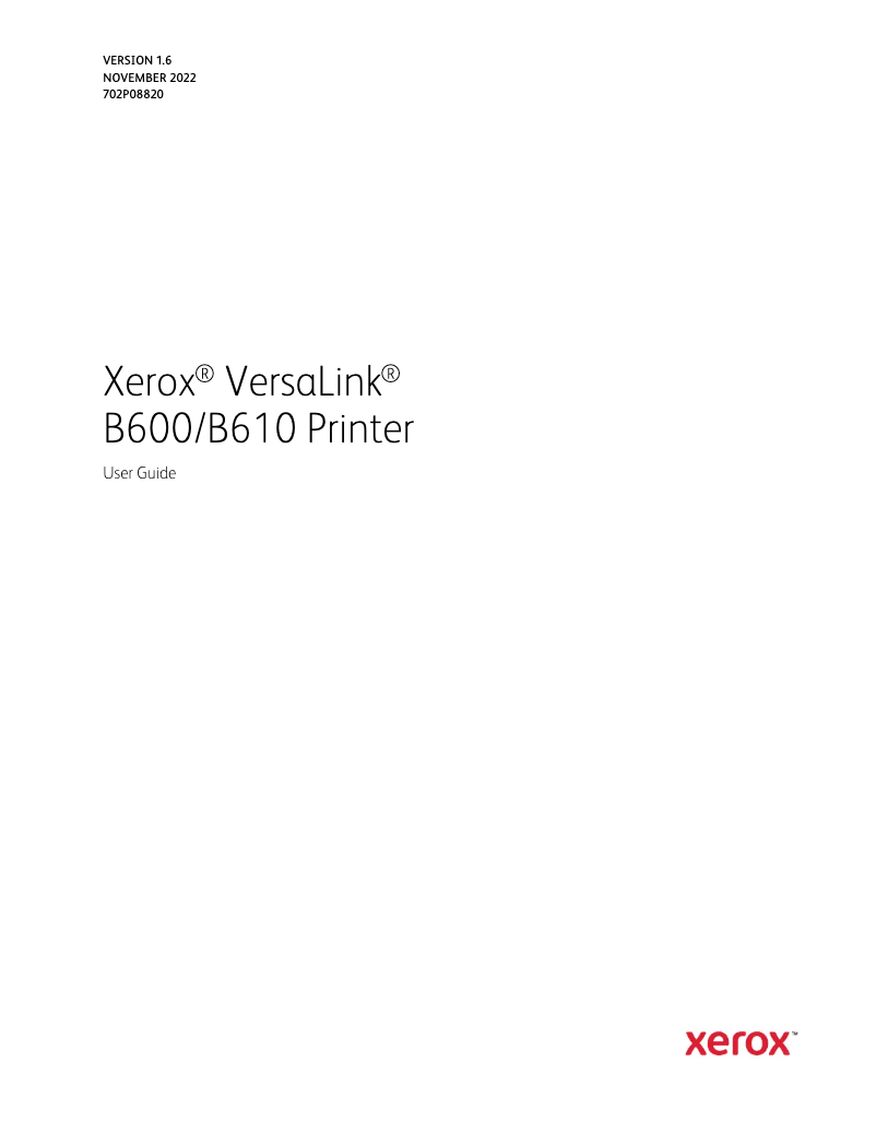 Page n°1 - Manuel utilisateur Xerox VersaLink B610