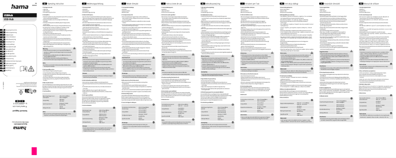 Page n°1 - Manuel utilisateur Hama 00200141