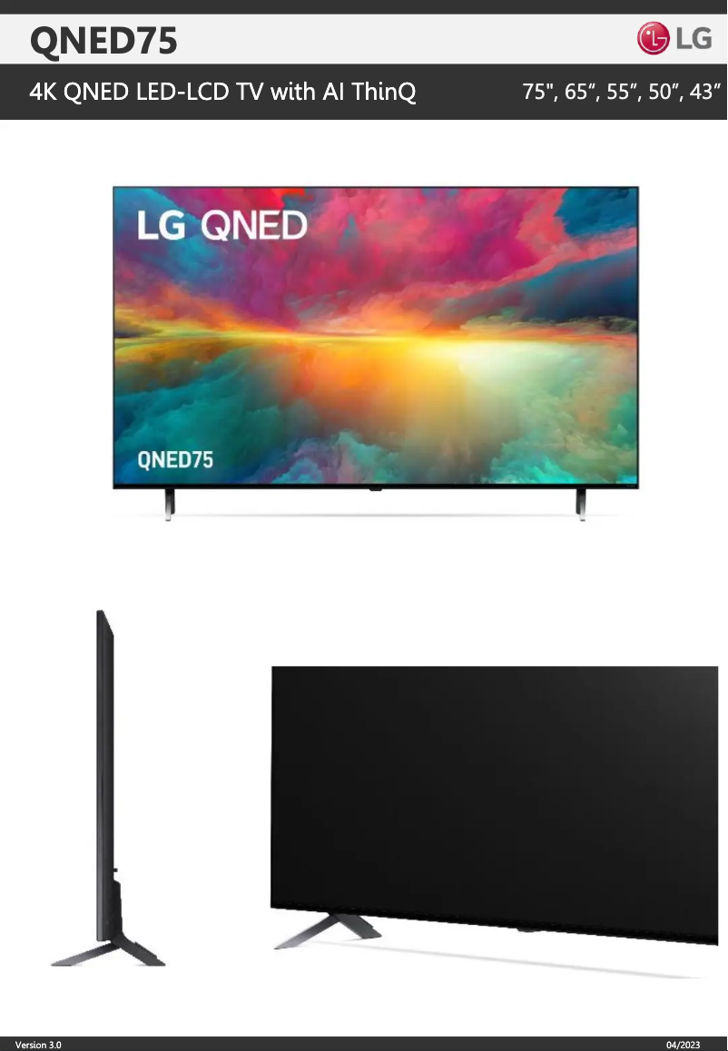 Image de la première page du manuel de l'appareil 75QNED75SRA