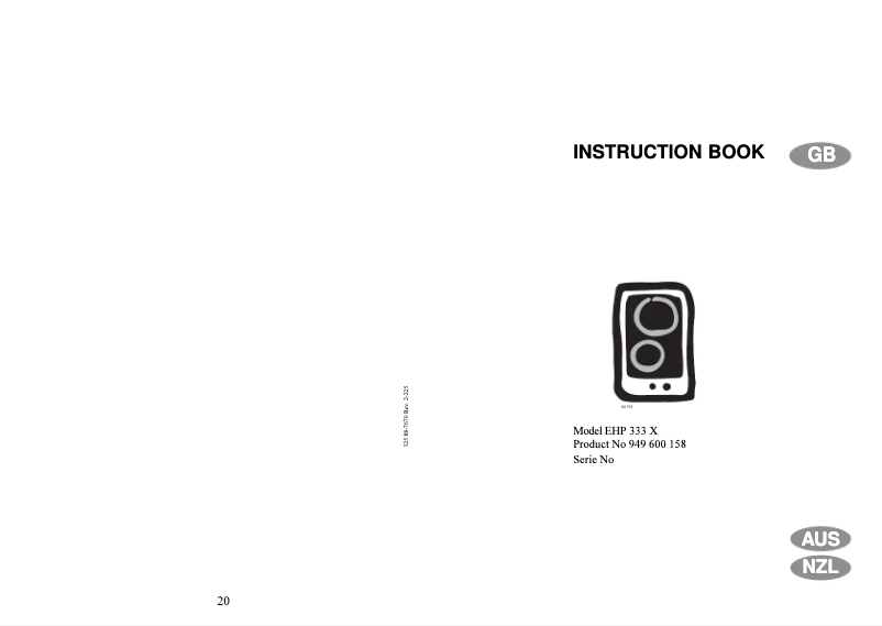 Page 1 de la notice Manuel utilisateur Electrolux EHP 333 X