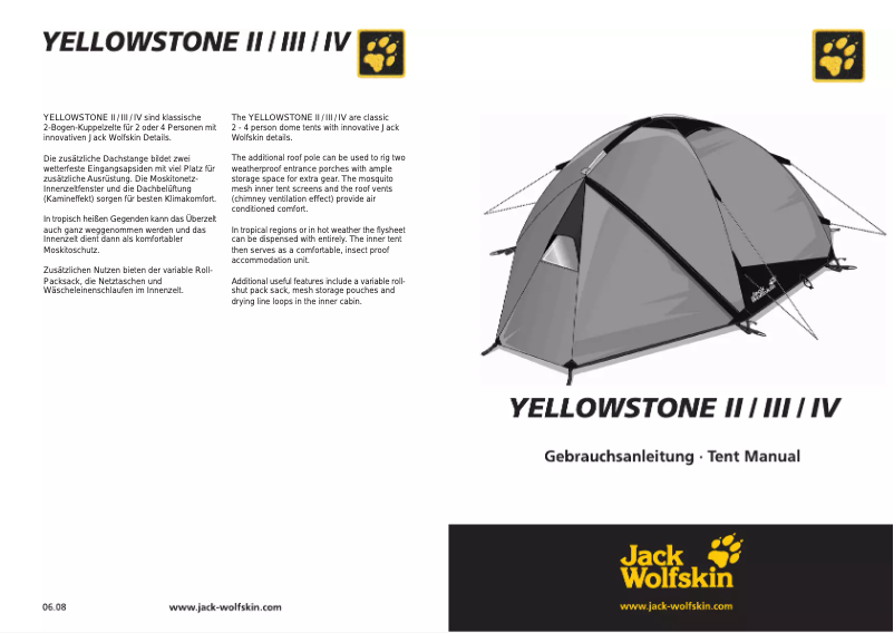 Page n°1 - Manuel utilisateur Jack Wolfskin Yellowstone IV
