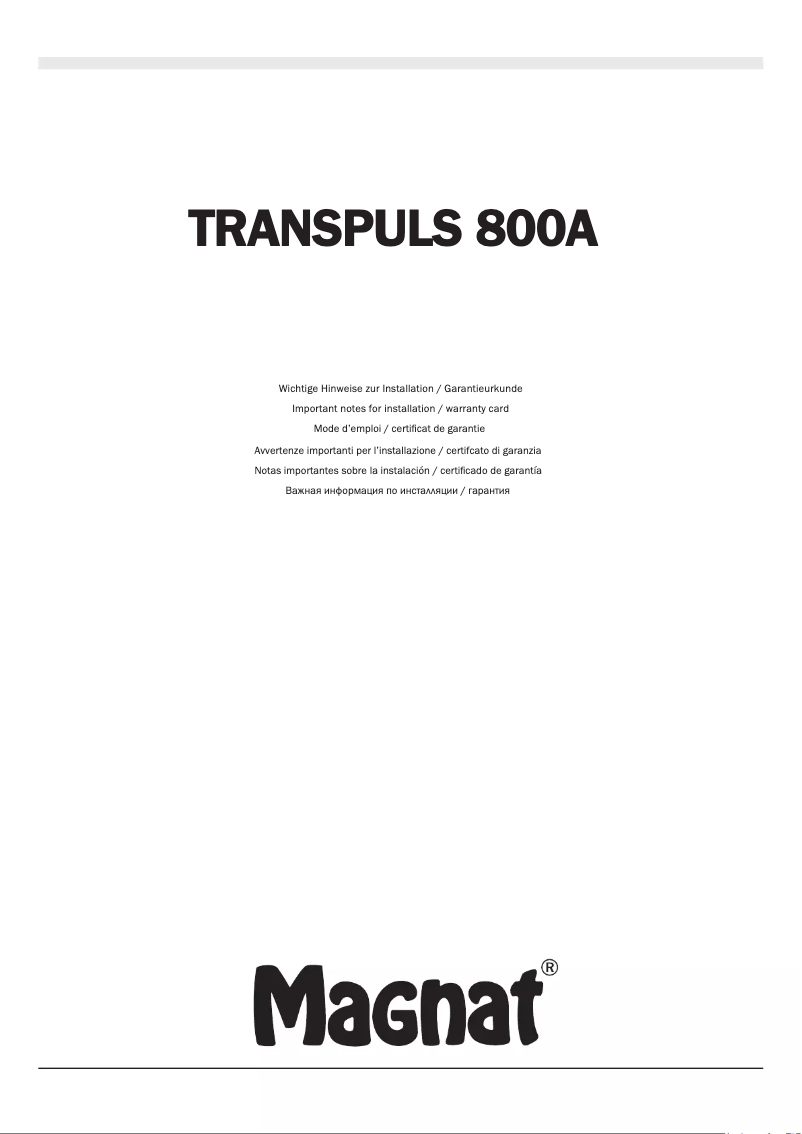 Page 1 of the manual User Manual Magnat Transpuls 800A
