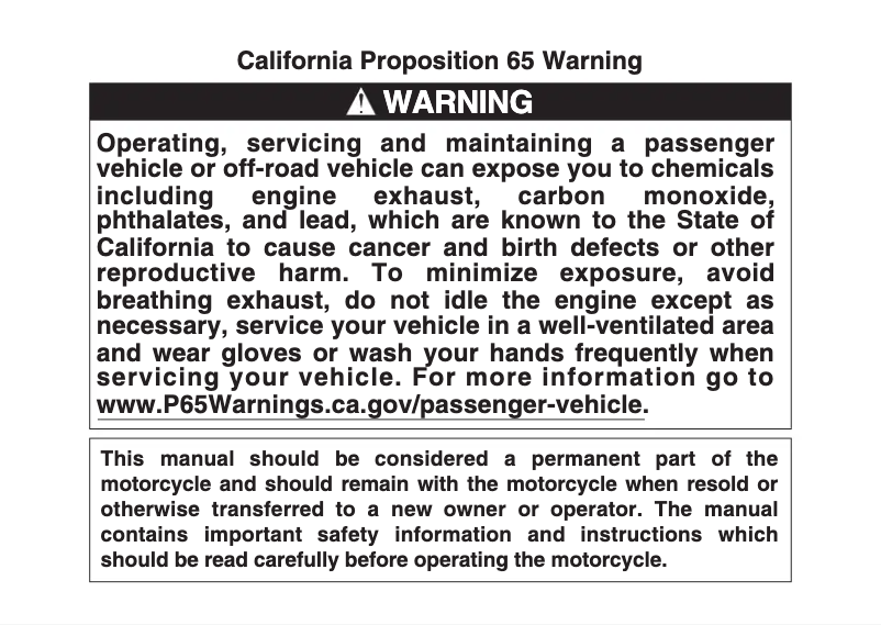 Page 1 de la notice Manuel utilisateur Suzuki DR200S (2020)