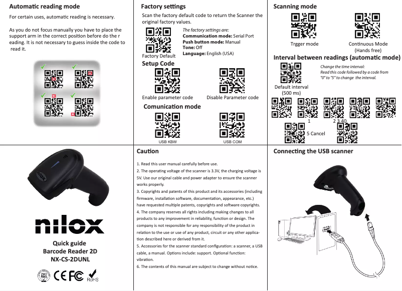 Image de la première page du manuel de l'appareil NX-CS-2DUNL