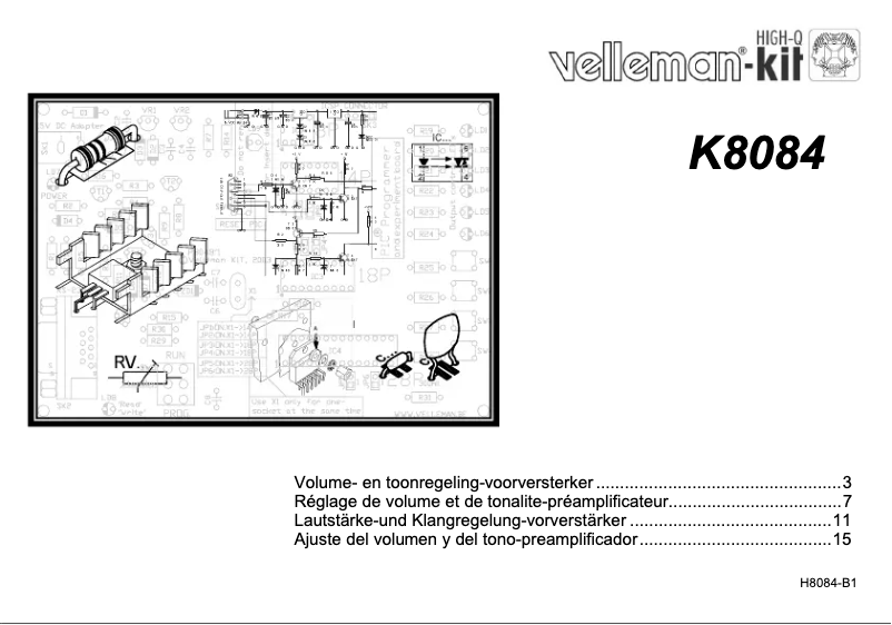 Page n°1 - Manuel utilisateur Velleman K8084
