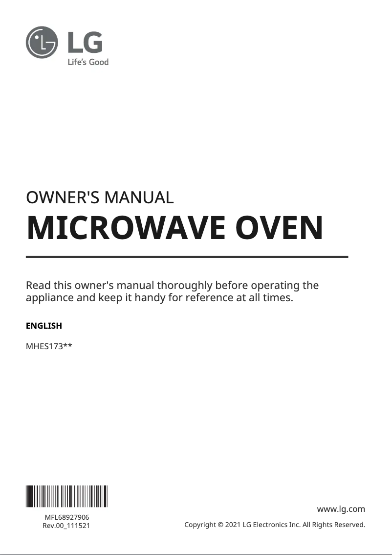 Página 1 del manual Manual de usuario LG MHES1738F