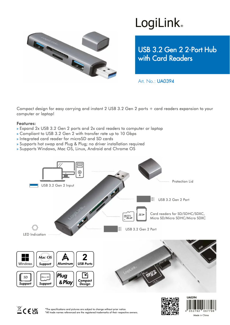Page 1 de la notice Manuel utilisateur LogiLink UA0394