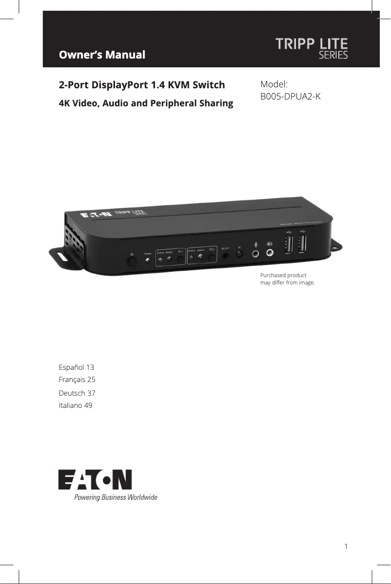 Página 1 del manual Manual de usuario Tripp Lite B005-DPUA2-K