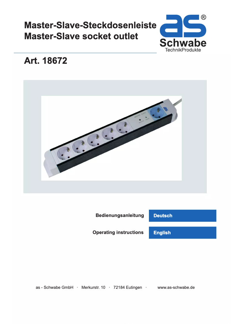Page n°1 - Manuel utilisateur AS Schwabe 18672