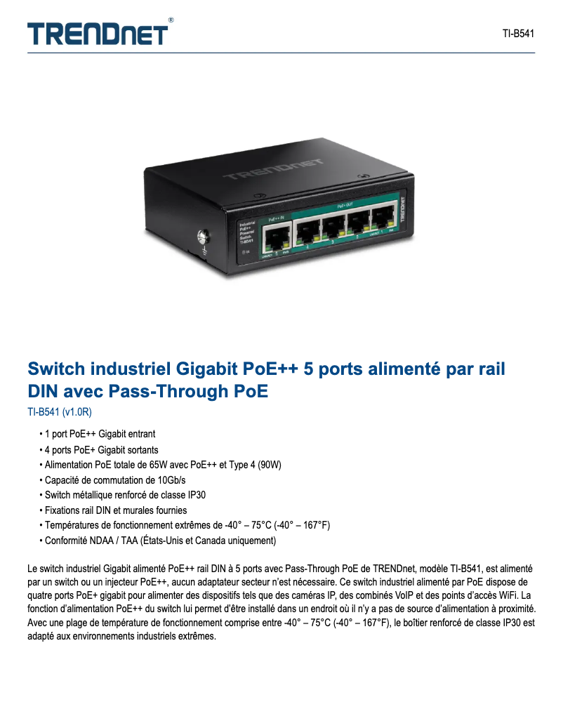 Image de la première page du manuel de l'appareil TI-B541