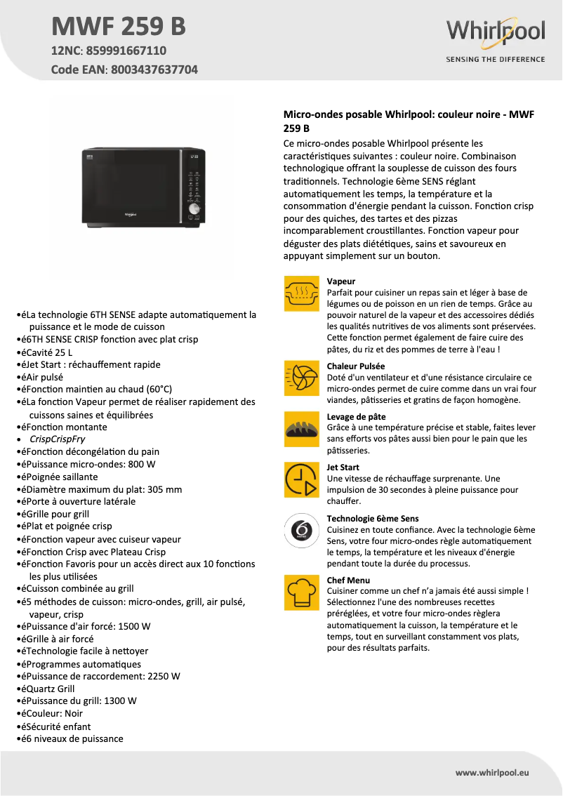 Imagen de la primera página del manual del dispositivo MWF 259 B