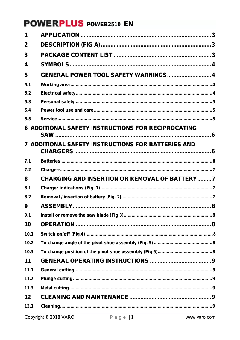 Page 1 de la notice Manuel utilisateur PowerPlus POWEB2510