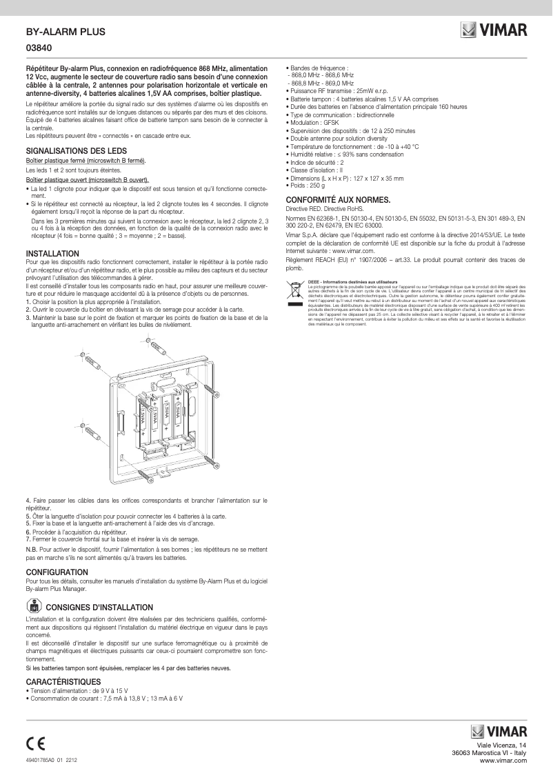 Page n°1 - Manuel utilisateur Vimar 03840