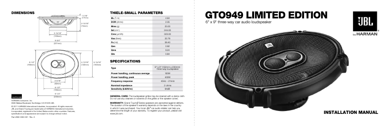 Image de la première page du manuel de l'appareil GTO949