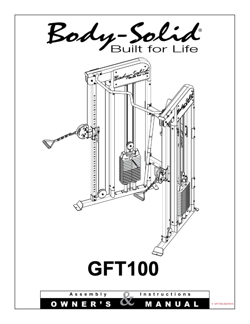 Page 1 de la notice Manuel utilisateur Body-Solid GFT100