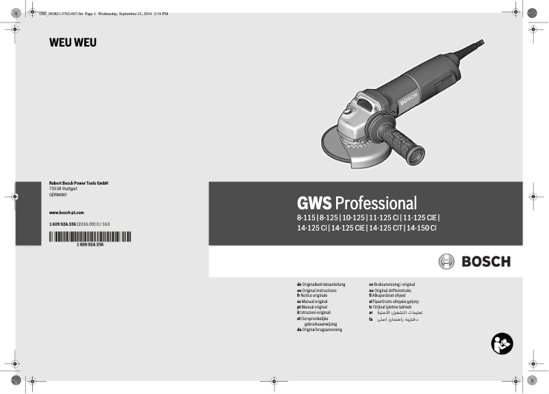 Page 1 de la notice Manuel utilisateur Bosch GWS 10-125 Professional