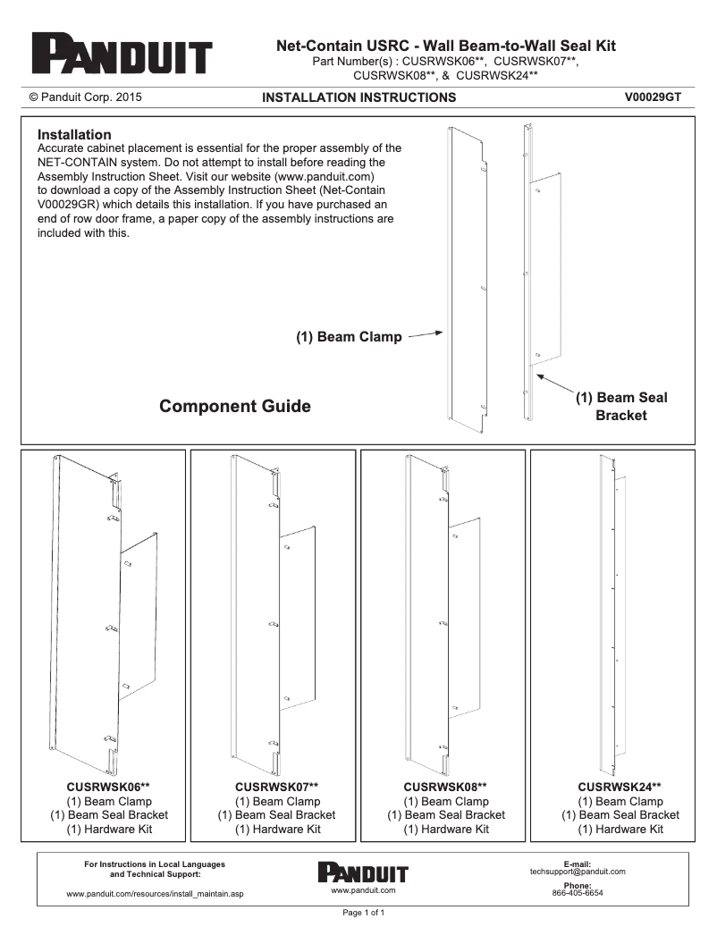 Página 1 del manual Manual de usuario Panduit CUSRWSK07B1