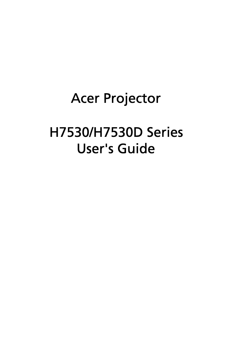 Page n°1 - Manuel utilisateur Acer H7530