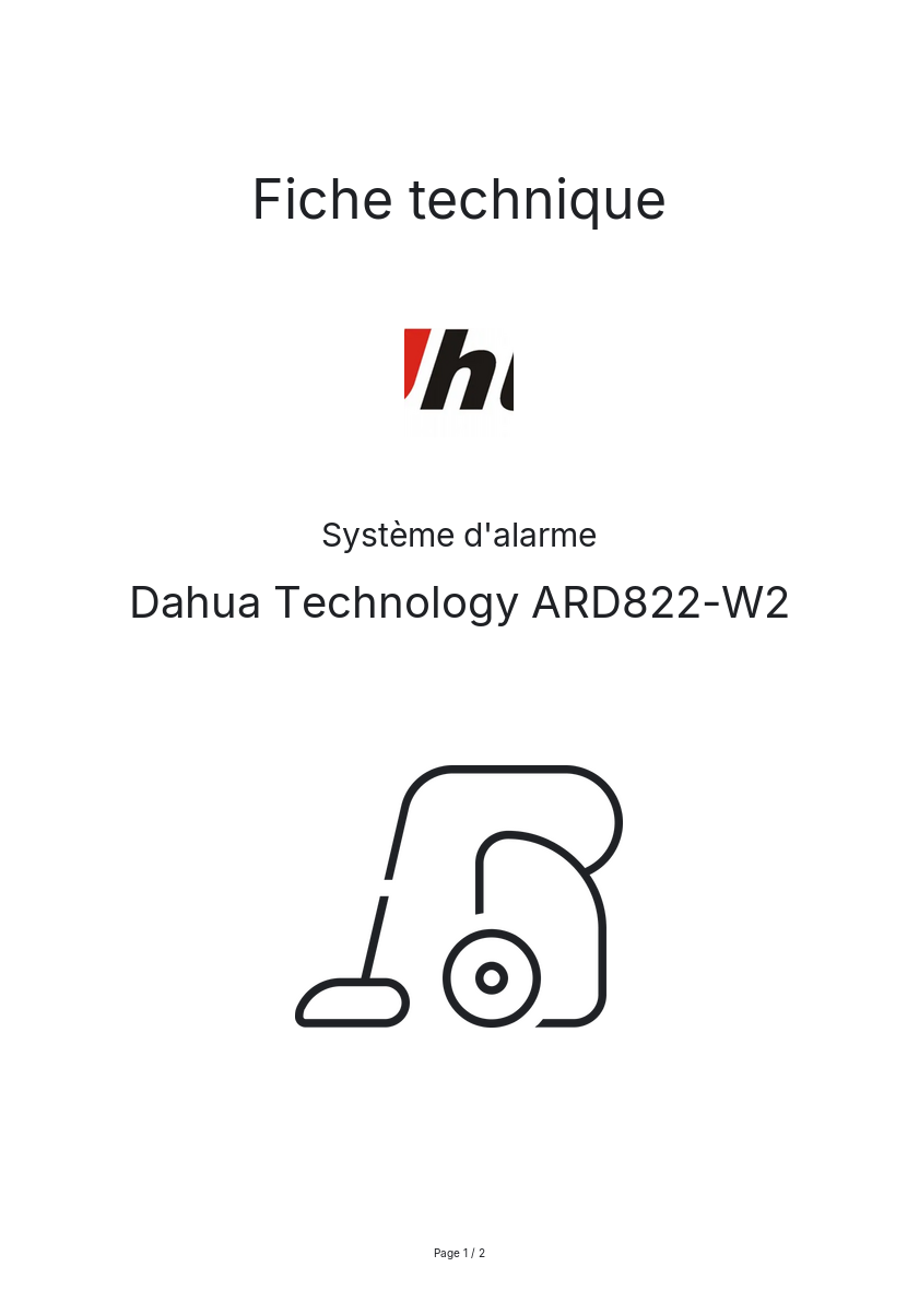 Page n°1 - Fiche technique Dahua Technology ARD822-W2