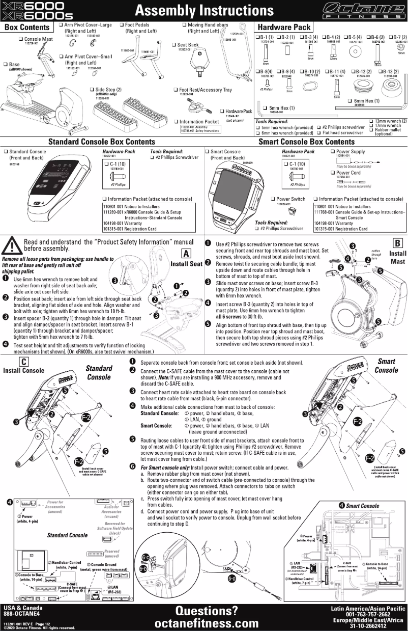 Page 1 de la notice Instructions / montage Octane xRide XR6000S